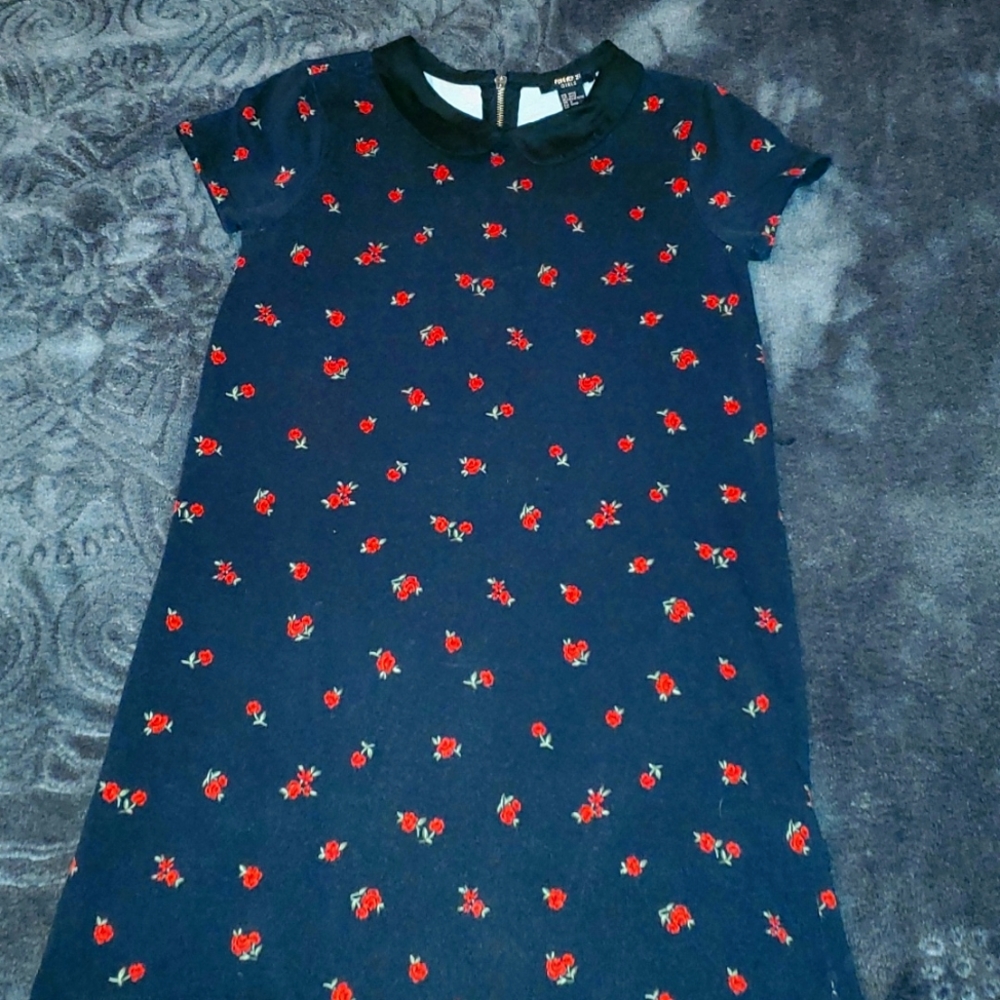 Forever 21 Girls, black with red roses dress